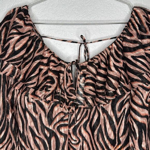 NWT Dundas X Revolve Lana Blouse in Natural Zebra Blouse XS Metallic - Picture 5 of 14